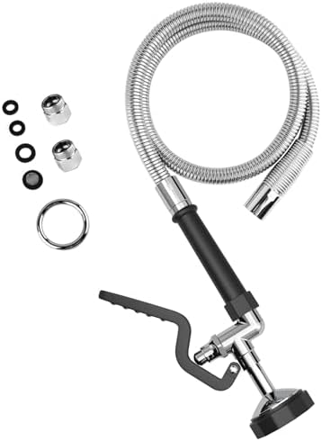 Commercial Sink Sprayer with 45” Stainless Steel Hose, 1.42 GPM Pre Rinse Sprayer, High-Pressure Dish Spray for Restaurant Use, Commercial Faucet Spray Nozzle with Adapters (Black) by FAUAID