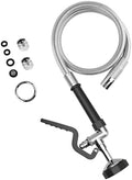 Commercial Sink Sprayer with 45” Stainless Steel Hose, 1.42 GPM Pre Rinse Sprayer, High-Pressure Dish Spray for Restaurant Use, Commercial Faucet Spray Nozzle with Adapters (Black) by FAUAID