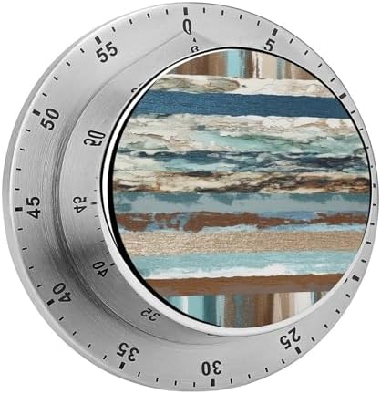 Mechanical Kitchen Timers for Cooking,Crossed Stripes Printed 60 Minute Magnetic Countdown Timer,Cute Cooking Timers with Alarm,Stainless Steel Time Timer Manual No Batteries Required by Unknown
