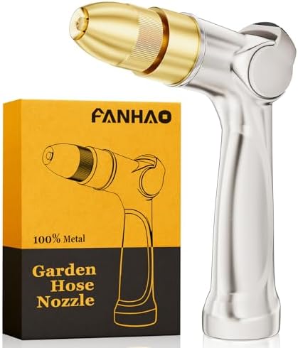FANHAO 100% Metal Thumb Control Adjustable Hose Nozzle, High Pressure by FANHAO