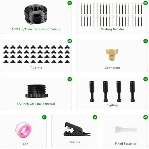 100FT Drip Irrigation System for Garden – Automatic Watering Kit with Solid Brass Metal Connectors, 360° Bendable Tubing &40 Adjustable Nozzles for Greenhouse, Lawn, Yard & Plants - Image 2