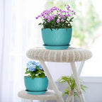 Meowell Large Plant Pots 12/10/9 inch, 3 Pack Big Flower Pots for Outdoor Indoor Plants with Water Ripples, Wide Plastic Planters with Drainage Holes and Saucers for Garden Home Decor, Blue Green - Image 7