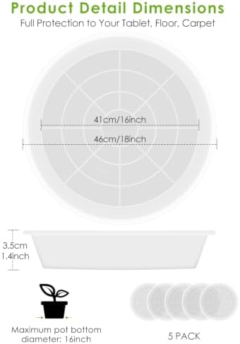 18 inch 5 Pack Plant Saucer Pot Tray, Large Thickened PP Plastic Flower Planter Water Drip Trays for Indoor Outdoor Garden, Semi-Transparent Planter Water Catcher for Pot, Plant Dish - Image 2