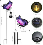 2 Pack Butterfly Solar Garden lights Outdoor Waterproof, Gift for Women Mom Grandma Daughter, Stake lights with Solar Lantern, Hanging Solar Light, Solar Path Light Yard Art Outside Patio Garden Decor - Image 2