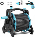 Wall-Mounted Garden Hose Reel, 100ft Retractable Water Pipe with 10-Pattern Spray Nozzle, Heavy-Duty PVC Resist-Kink Hose for Lawn, Car Wash, Gardening, All-in-One Kit 15M by Sarkoyar