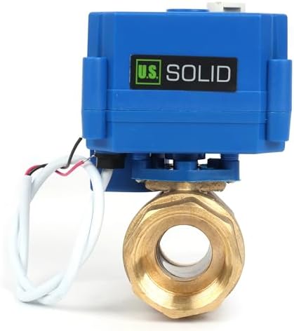 U.S. Solid 1 in Brass Motorized Ball Valve, Manual Override, Normally Open, Standard Port, 9-24V AC/DC, 2-Wire Auto Return, NPT by USSolid