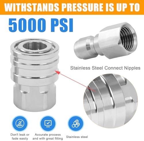 1/4Inch Pressure Washer Quick Connect Fittings,8 Pack,Female & Male Thread - Image 2