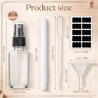 60 Pack 1 oz Clear Glass Spray Bottles Portable Travel Bottles with Mini Funnel Dropper Labels and Marker Refillable Spray Bottle for Cosmetic Essential Oils Skin Care Daily Cleaning - Image 2