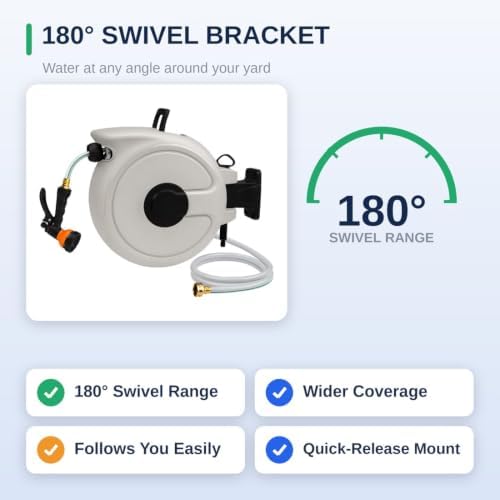 FEVONE Retractable Garden Hose Reel 100 ft, Auto Rewind - Image 7
