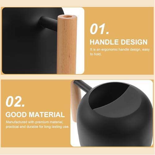 Xmas Vintage Stainless Steel Watering Can with Wood Handle, 1200ml - Image 4