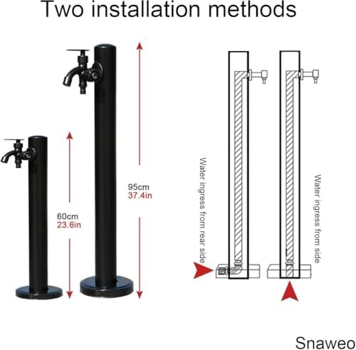 60CM Stainless Steel Outdoor Column Faucet - Square Freestanding Vertical Hose Holder for Patios, Backyards, Garden, Durable, Rust-Resistant, Easy Installation - Image 2
