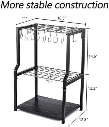 YueTong Garden Tool Organizer Heavy Duty,Yard Tool Tower Rack,Garage Storage Organization for Long Handle Tools,Rake,Brooms,Extra Hooks for Small Shovel,Shear.All Metal,Free Standing. - Image 5