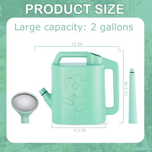 2 Gallon Watering Can for Indoor Plants, Garden Watering Cans for Outdoor Plant House Flower, Modern Plant Watering Can Large Long Spout with Sprinkler Head - Image 2