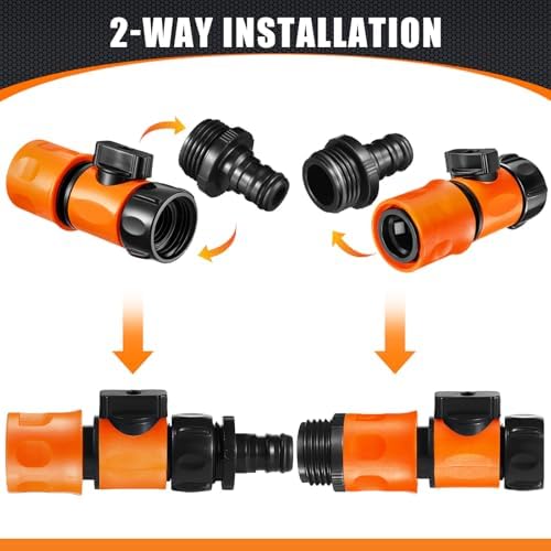 Threlaco 20 Pack Garden Hose Quick Connect with Shut Off Valve, No-Leak 3/4" GHT Plastic Water Hose Fittings for Sprinkler Nozzle Rv Washer Heavy Duty Repair Kit with 40 Adapters & 40 Washers - Image 6