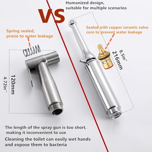 Brass Premium Handheld Bidet Sprayer-Used for Baby Cleaning, Used for Female cleahand Bidet sprayning,Pet Bathing，Toilet Cleaning,Adjustable Water Pressure-Bidet Toilet Sprayer 8.5in - Image 3
