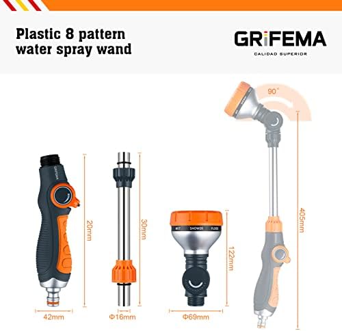 GRIFEMA GE1305 Watering Lance, Extended Hose Pipe Spray Gun with 8 Modes, Watering Wand for Hanging Basket Watering, Lawn Watering, Car Washing, Pet Bathing [Amazon Exclusive] - Image 2