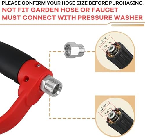 Pressure Washer Gun with Extension Replacement Wand, Power Washer Gun, M22 Fitting, 5 Nozzle Tips, 5000 PSI, 37 Inch - Image 4