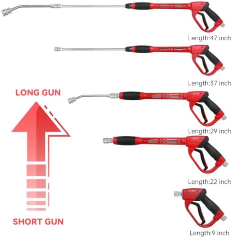 Upgraded Pressure Washer Gun with Extension Replacement Wand, M22 Fitting,7 Inch 30 Degree Curved Rod, 5 Nozzle Tips, 5000 PSI, 47 Inch - Image 5