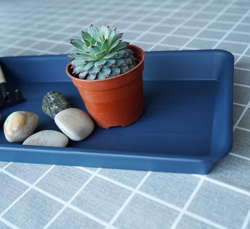VUWEZ 2 Pack Plastic Plant Trays - Rectangular 30 inch, Indoor/Outdoor Plant Water Drip Trays for Flower Pot Planter, Windowsill (8 X 30'', Blue) - Image 3