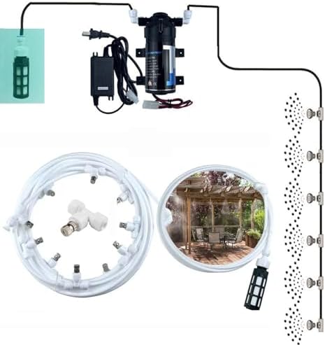 Micro Spray Misting Drip Kit, Garden Greenhouse Watering System Hose, Garden Irrigation System Kit for Backyard, Garden, Greenhouse, Umbrella, Deck, Canopy, Pool, Porch (Size : 18M(59ft)+26 nozzles) by Unknown