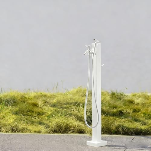Premium 304 Stainless Steel Vertical Square Garden Hose Holder with Double Faucet, Antifreeze Design for Patio & Backyard - Stylish White Finish, Durable & Weather-Resistant by Unknown
