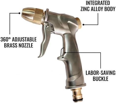 All-Metal Garden Hose Nozzle, Multiple Adjustable Spray Patterns - Image 7