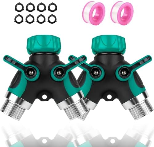 2 Way Hose Splitter for Garden Hose, Dual Outlet Water Hose Connector 3/4 Inch GHT by Unknown