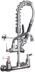 MSTJRY Commercial Faucet with Sprayer 20" Height, 8" Center with 8" Spout Commercial Wall Mount Kitchen Sink Faucet Pre Rinse Sprayer,for 1/2 Compartment Sink (Polished Chrome,Brass) by MSTJRY