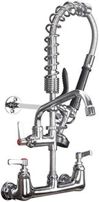 MSTJRY Commercial Faucet with Sprayer 20" Height, 8" Center with 8" Spout Commercial Wall Mount Kitchen Sink Faucet Pre Rinse Sprayer,for 1/2 Compartment Sink (Polished Chrome,Brass) by MSTJRY