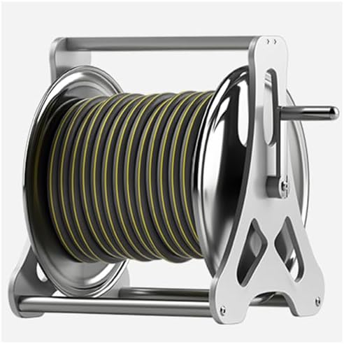 Heavy Duty Metal Water Hose Reel, Wall Mount & Floor Stand Garden Hose Storage Holder Winder, Outdoor Manual Reel with Brass Fitting, Hose Reel Organizer for Car Wash/Yard Watering by Unknown