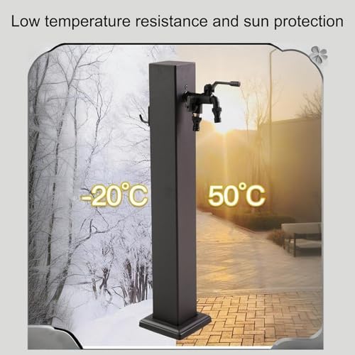Stainless Steel Outdoor Garden Water Column Post Faucet - Freestanding Hose Stand with Fountain Water Feature & Dispenser Hydrant (60x8cm/23.6x3.1in) - Image 3