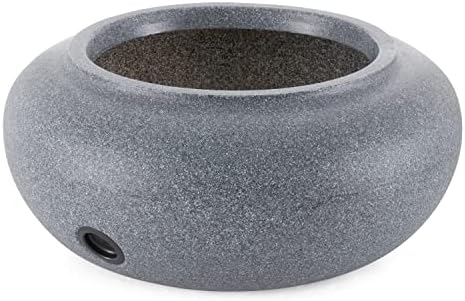 HC Companies Versatile 21 Inch Round Natural Decorative Plastic Outdoor Garden Hose Storage Pot with Side Hole for Faucet Connection, Granite by TheHCCompanies