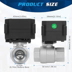 1/2" Motorized Ball Valve Stainless Steel - 2 Wire Auto Return Electric Water Valve normally closed with Full Port, 110-230V AC Automatic Ball, NSF Certified, IP67 - Image 3