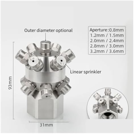 360° Spin Nozzle 13-Hole Multi-Head Linear & Full Cone Spray High Pressure Water for Construction & Tank Cleaning(1Female 0.8mm) - Image 4