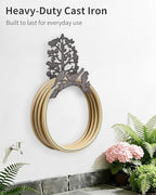 Cast Iron Garden Hose Holder Wall Mount, Rustic Heavy Duty Water Hose Hanger Storage Rack, Decorative Vintage Hose Reel Organizer for Outside Garden Yard Patio, Birds on Branch Design - Image 4