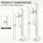 Outdoor Stainless Steel Garden Water Column, Freestanding Hose Stand with Double Faucet and Spray Gun, White Yard Hydrant for Gas Station, Car Washing(A,Height: 95cm/37.4in) - Image 2
