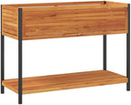 Raised Garden Bed with Shelf, 43.3-Inch Outdoor Wooden Planter Box, Elevated Rectangular Flower Herb Vegetable Container for Patio Balcony - Image 2