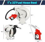 Fuel Hose Reel 1" x 33Ft, Retractable Ratchet Reel with Fueling Nozzle - Image 6