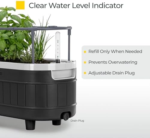 Permasteel Herb Garden Planter with Trellis Support, Self-Watering System with Water Level Indicator, Fits Multiple Herb Plants, for Basil, Flowers, Succulents, Indoor & Outdoor, Black - Image 5