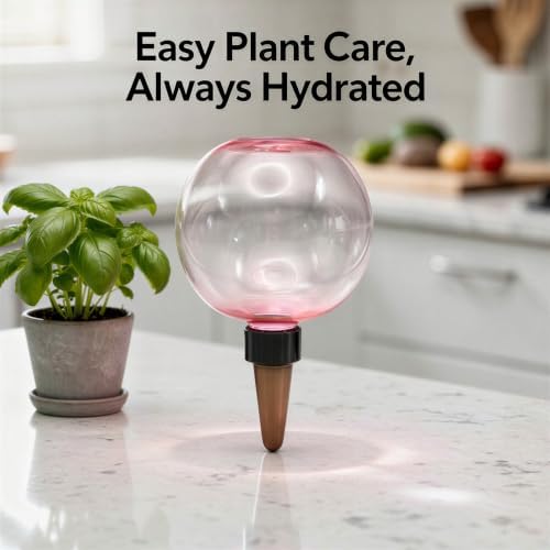 4 Pcs Self Watering Globes for Indoor Plants, 16.9 fl oz Pink Ceramic Plant Waterer, Bubble Shaped Houseplant Irrigation System, 6.69 x 3.93 in for Potted Succulents, Flowering Plants - Image 3