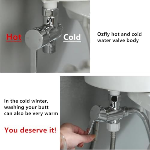 Brass Handheld Bidet Sprayer- Hot and Cold Water Mixer Valve Included，8.5inChrome Toilet Spray Gun,for Baby Cleaning, Female Cleaning and Toilet Sprayer, pet Bathing, Adjustable Water Pressure - Image 2