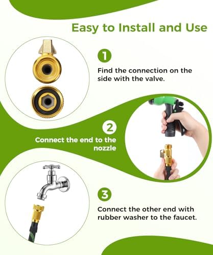50ft Garden Hose，Non-Expandable Water Hose with 8 Function Spray Nozzle, Burst-Resistant，Kink-Free，Lightweight，Durable & Flexible 3/4" Garden Hose for Gardening, Yard，Lawn, Car Washing - Image 5