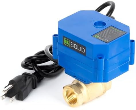 U.S. Solid 1/2" NPT Motorized Ball Valve with US Plug 110VAC Brass Electrical Ball Valve,Auto Return, Normally Closed, IP65 by USSolid