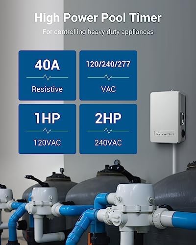 DEWENWILS Pool Pump Timer, Digital Timer Box, 2HP 40A 120-277 VAC, 7-Day 20 ON/Off Programmable Timer Switch for Water Heater, Pool Pump, SPA, Motor, ETL Listed - Image 2