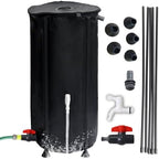 Japard 16 Inch Slim Rain Barrel Water Tank Collapsible Indoor Outdoor 26 Gallon Rainwater Storage from Gutter Upgraded Leakproof Spigot Downspout Catcher with Filter Black 100L by Japard