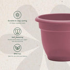 Bloem Ariana 8" Plastic Self-Watering Planter, Dusty Rose, 4-Pack - Image 4