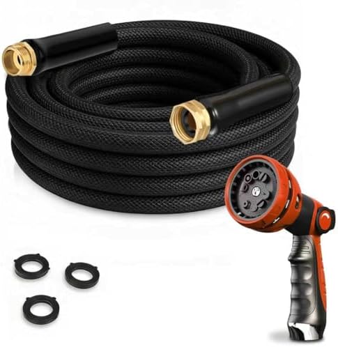 Flexible Garden Hose 15FT， High Output Water Hose, Lightweight， Abrasion Resistant Outdoor Hose with Leak-Proof Brass Fittings for RV, Camping, and Irrigation by Unknown