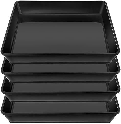 LWALRS Square Plant Saucer 16 Inch 4 Pack, Heavy Plastic Plant Saucer,Deep Heavy Duty Plant Pot Saucers, Planters for Indoors and Outdoors Plants, Garden Large Plant Trays for Pots. by LWALRS
