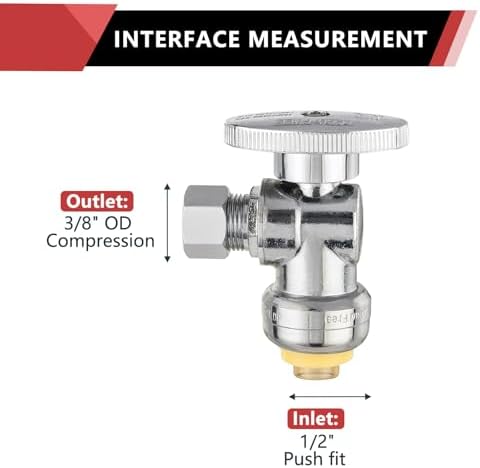 5Pcs EFIELD 1/2"Push-Fit Angle Stop Valve,1/4 Turn(PF-VALVE028-5) - Image 2