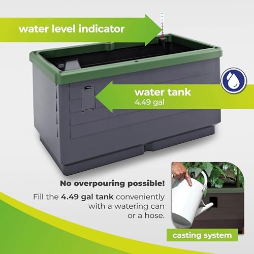 BioGreen Raised Garden Bed City Jungle | 8.98 gal | 13“ x 24“ x 13“ | Including Water Tank | Self-Watering Planter Box | Ideal for Balcony/Terrace - Image 4